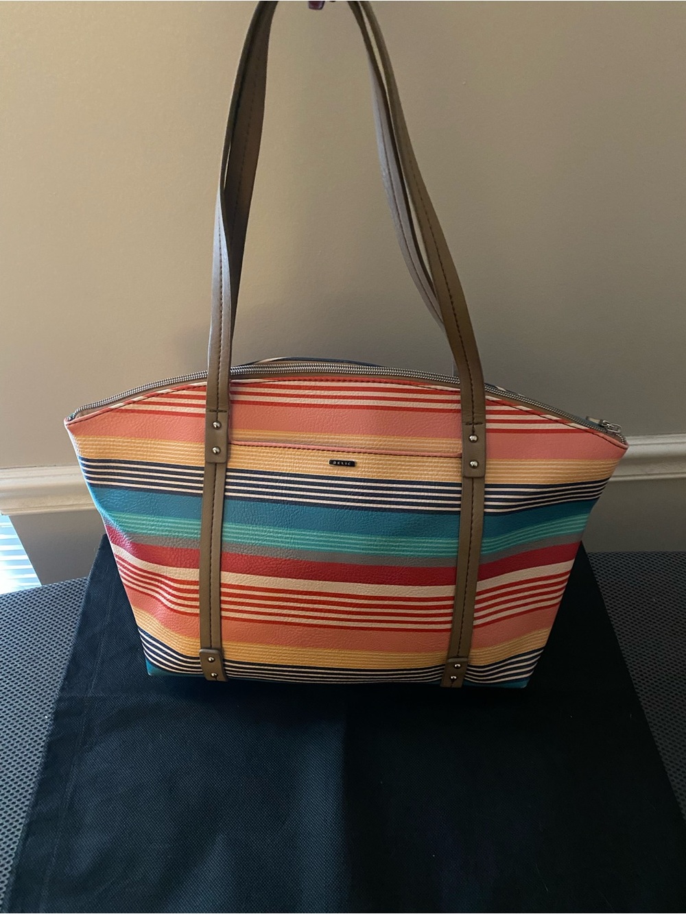 Relic by Fossil Multicolor Tote Bag with Tan Straps